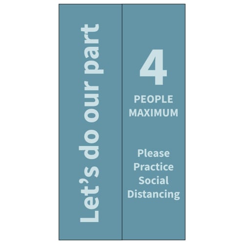 Social Distancing Elevator Door Decal, 36 in W x 90 in H, Teal